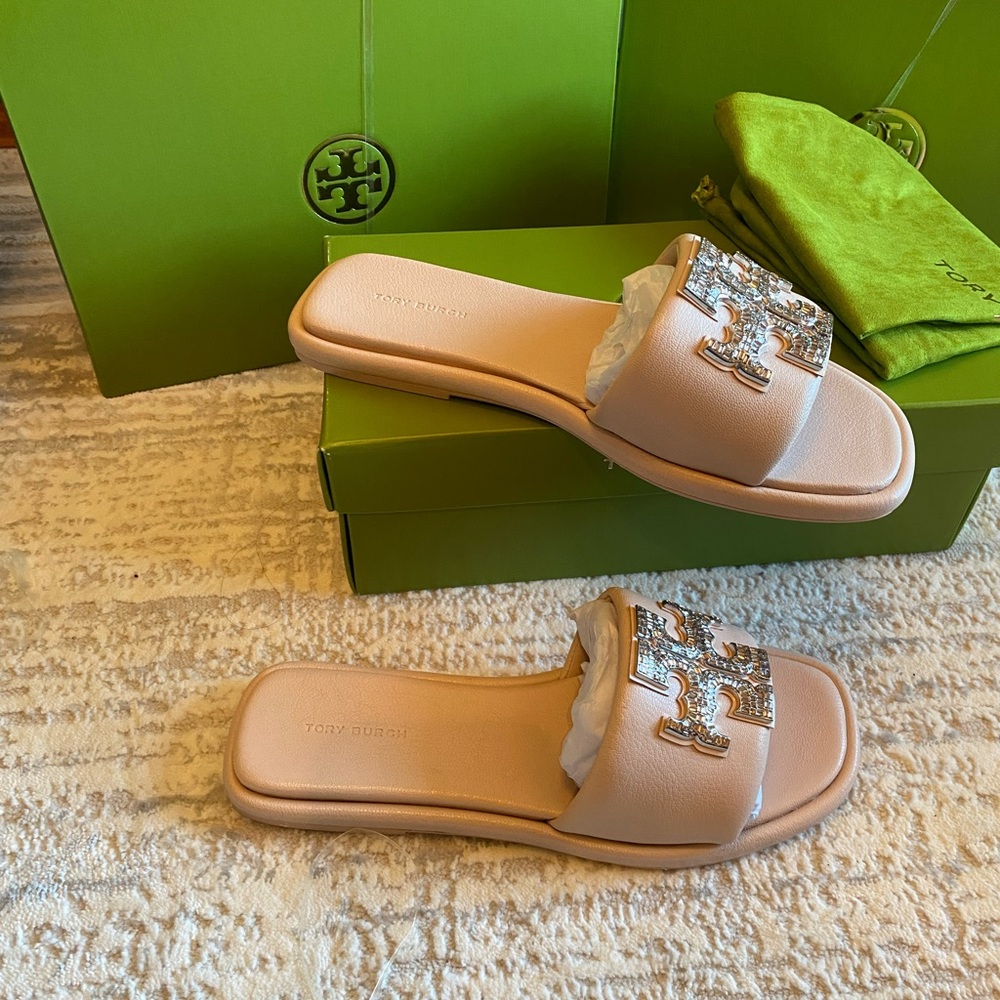 Tory Burch Women’s Double T Deco Slide Sandals - Picture 3 of 6